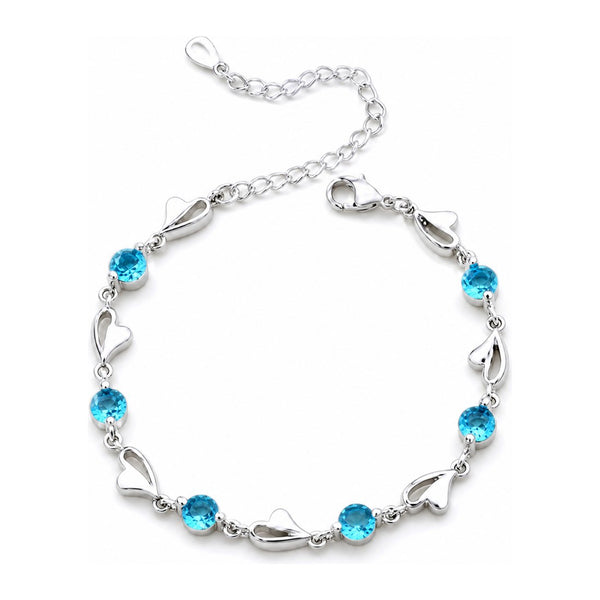 Pulsera 925 zircón celeste corazón