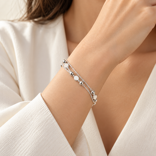 Pulsera 925 doble varios círculos