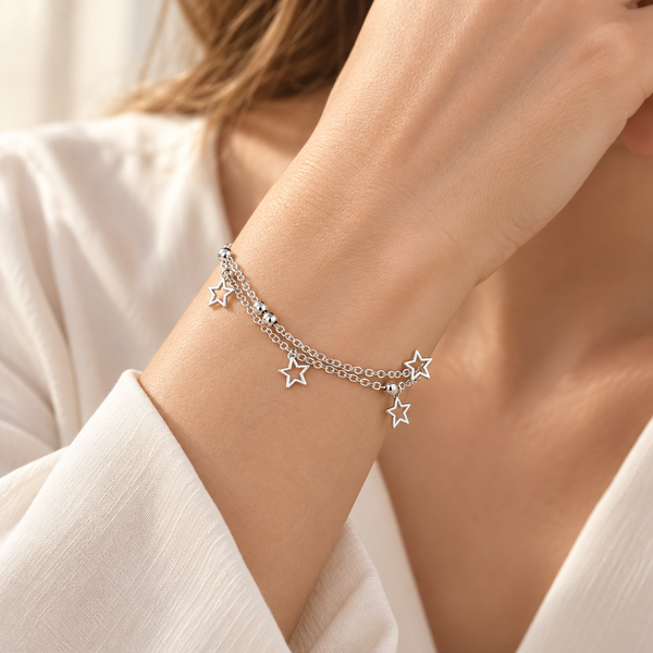 Pulsera 925 doble estrellas