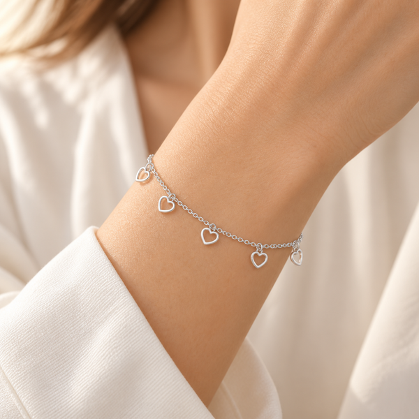 Pulsera 925 varios corazones simples