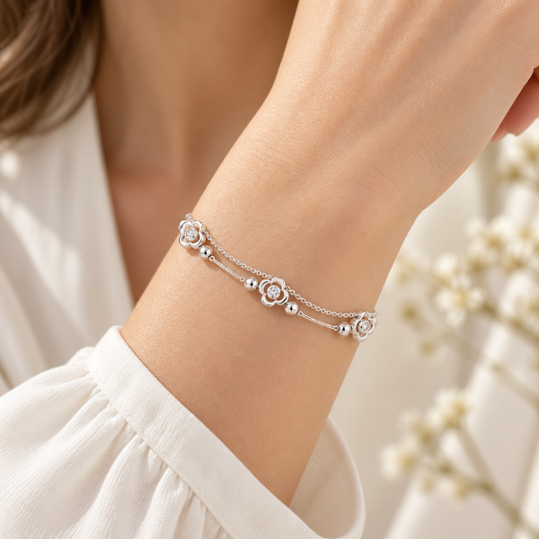 Pulsera 925 doble flor