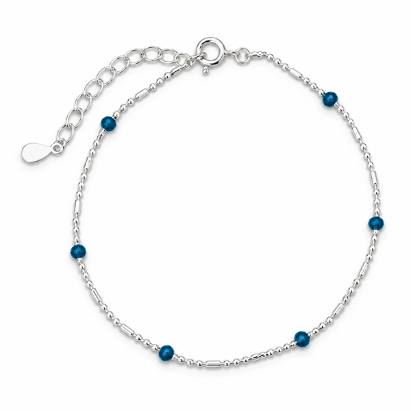 Pulsera 925 detalles azul en detalle sobre fondo blanco