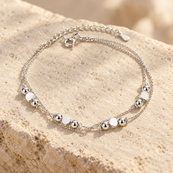 Pulsera 925 Doble Varios Círculos en vista de estudio sobre fondo blanco